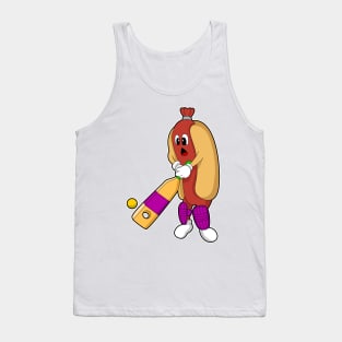 Hotdog at Cricket with Cricket bat Tank Top